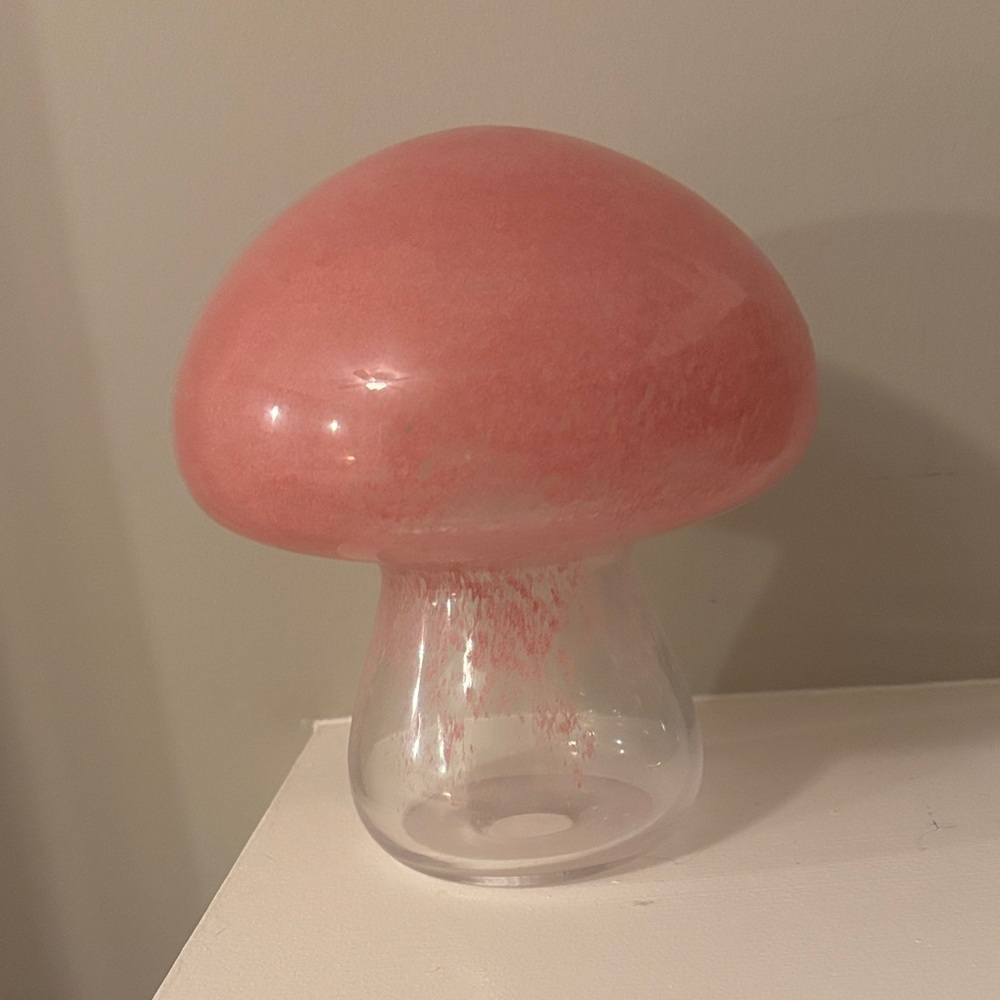 Pink Decorative Glass Mushroom